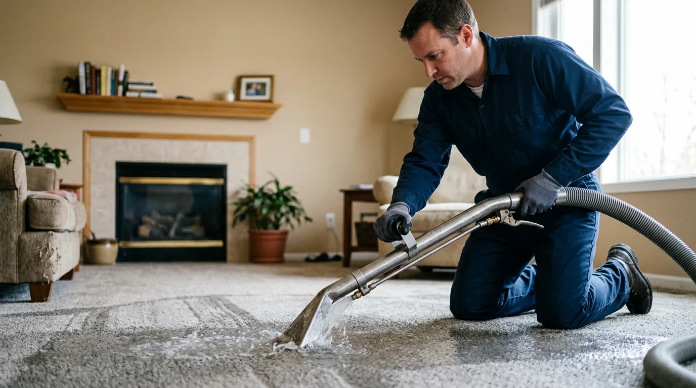 Water damage restoration technician working near Tucker, AR